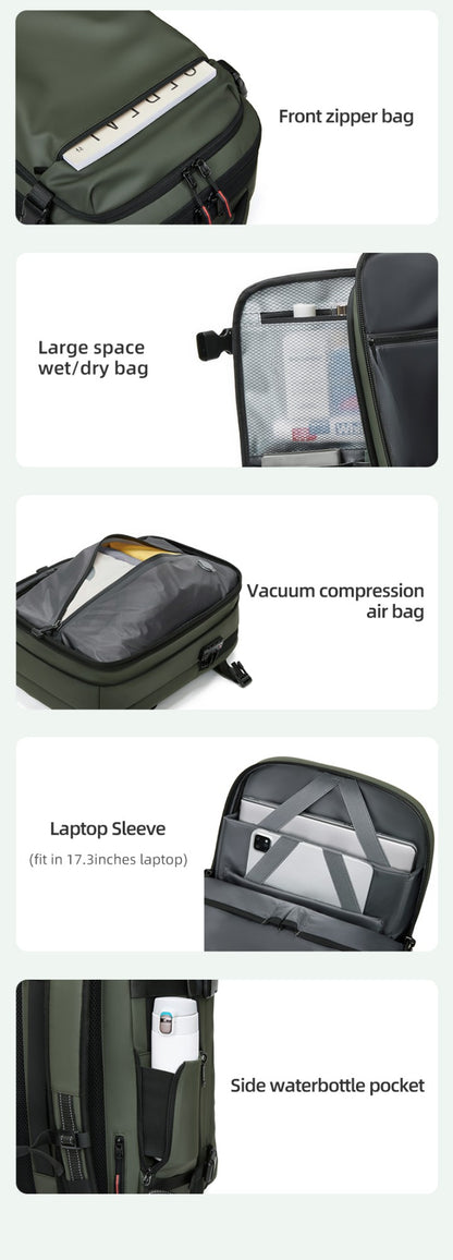Men Travel Backpack 17 inch vacuum compression Laptop Backpack Extended Large Capacity school Backpack Hiking Business backpack
