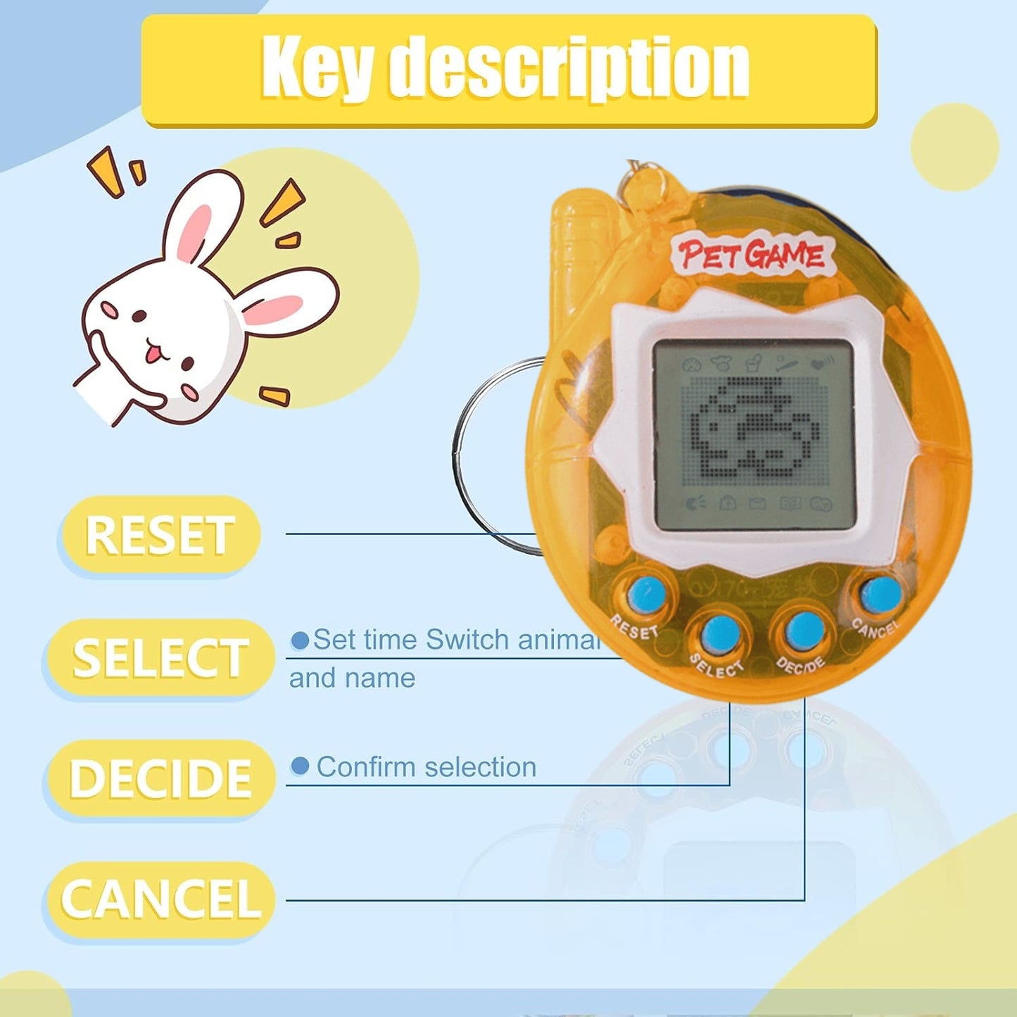 6-48PCS Virtual Pet Keychain Digital Pet Electronic Handheld Game Video Game Party Birthday Nostalgic 90s