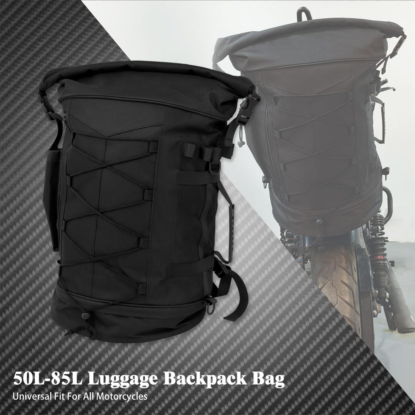 Mochila Universal para Motocicleta, Alforje, Sissy Bar, Encosto, Bolsa de Bagagem Traseira, Mochila Multifuncional para Exterior com Alças