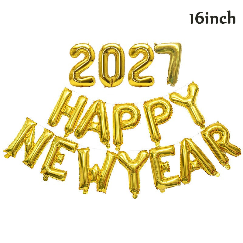 16 Inch 2027 Happy New Year Foil Balloons Christmas New Year Party Decoration Festival Party Supplies Photo Props Home Decor
