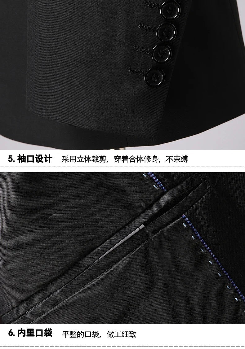 Blazer New Men's Fashion Business Solid Color British Style Professional Work Groom Wedding Dress Best Man Blazer Jacket