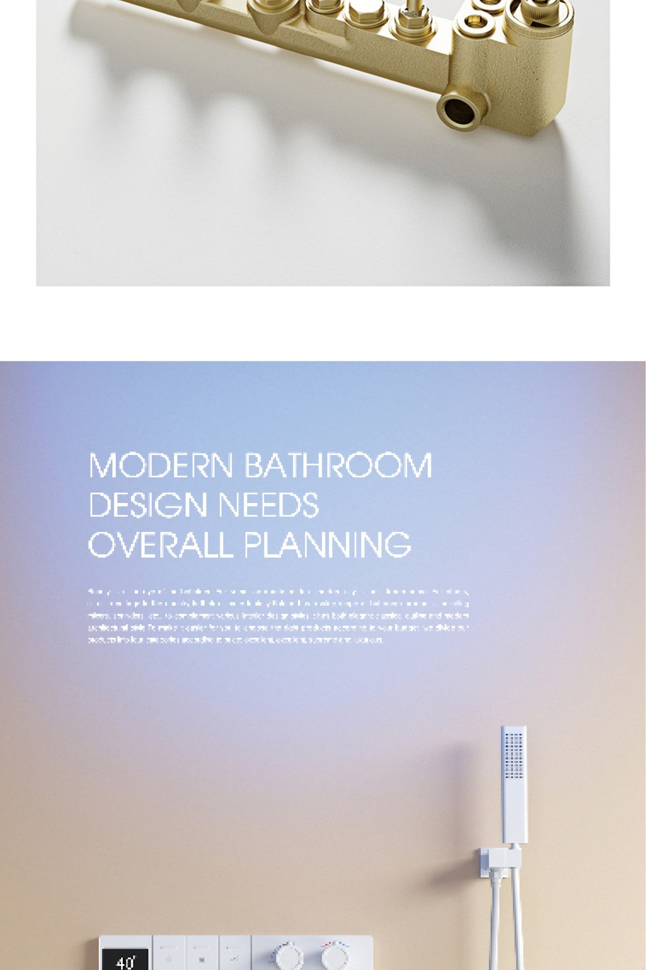 Sistema de chuveiro digital inteligente de latão branco luxuoso com design oculto Controle duplo de água quente e fria Torneira de parede