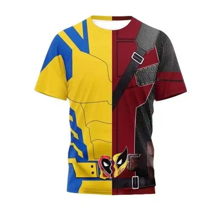 ?Miniso?Summer Men T Shirt Deadpool Wolverine 3 Costume Tshirt For Mne Short Sleeve Superhero Training Uniform Tracksuit Top