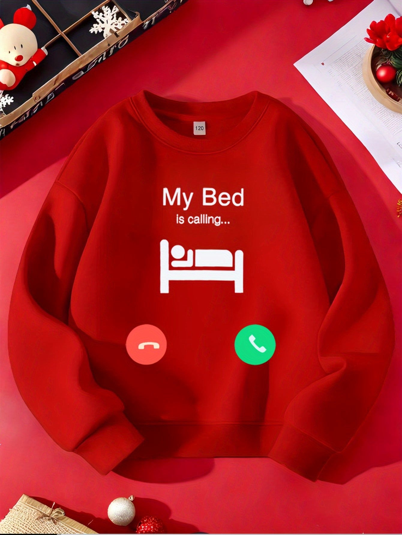 Meninas Meninos "Minha Cama Está Chamando" Moletom Estampado com Design de Chamada Telefônica Roupa Divertida Moda Infantil Suéter Casual