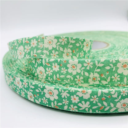 5yards/Lot 15mm Printed Flower Cotton Ribbon Handmade Design For Christmas Decoration DIY Apparel Sewing Fabric