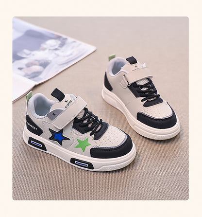 PU Leather Sport Shoes For Children 2025 Trend Fashion Teenager Girl's Sneakers Anti-slippery Kid's Tennis Shoes Running Shoes