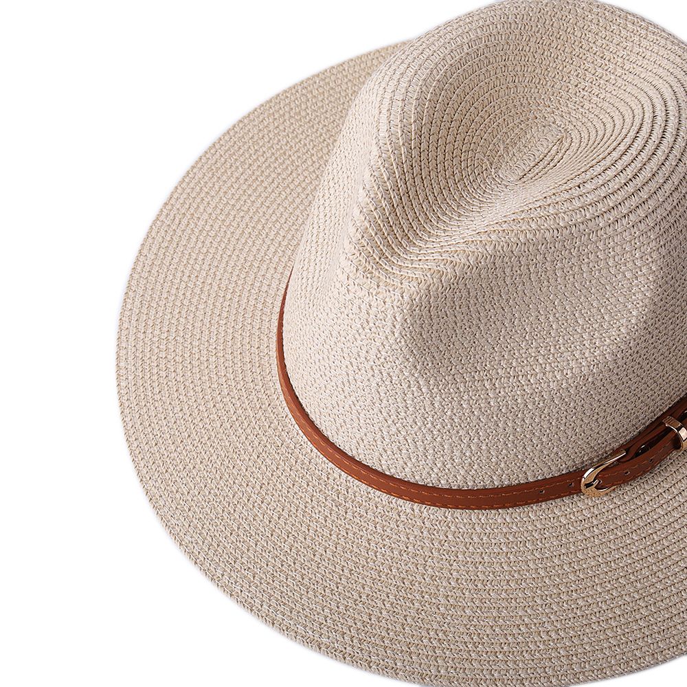 56-58-59-60CM New Natural Panama Soft Shaped Straw Hat Summer Women/Men Wide Brim Beach Sun Cap UV Protection Fedora Hat