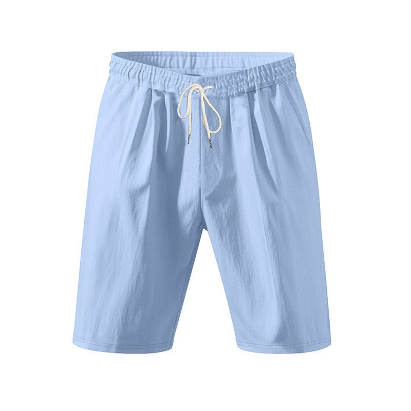 New Men's Cotton Linen Shorts Pants Male Summer Breathable Solid Color Linen Trousers Beach Shorts Fitness Streetwear