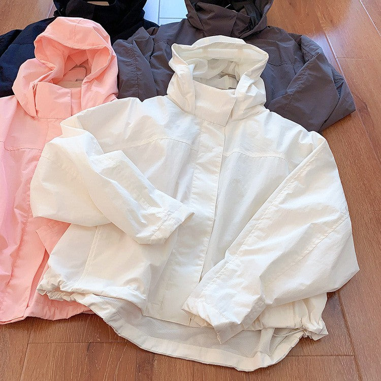 Mumaroho 2025 Autumn Winter Women Windbreaker Jacket Windproof Solid Long Sleeve Outdoor Sport Hooded Thin Coat Jacket For Women