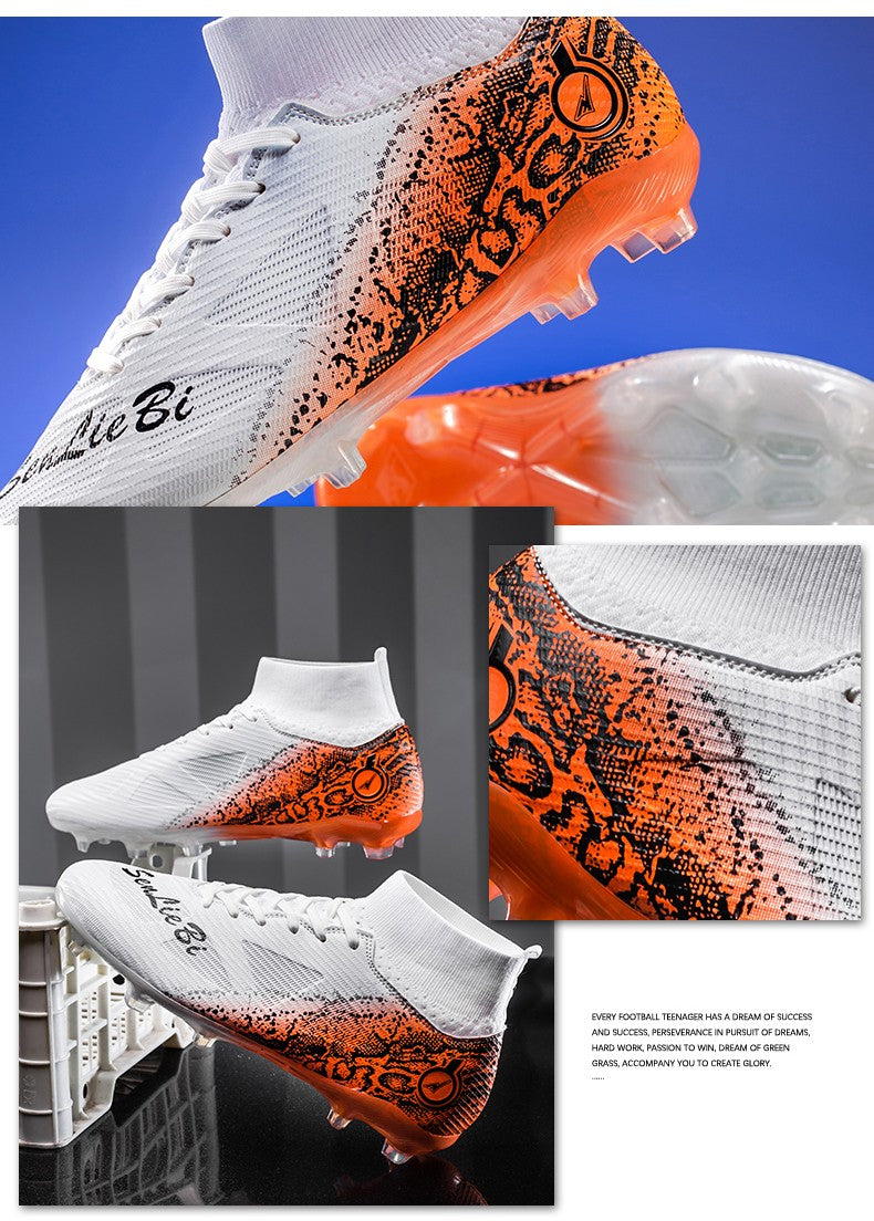 High-top Football Boots, Long Spikes Football Boots, Professional Firm Ground Non-Slipping Training Soccer Cleats for Big Boys