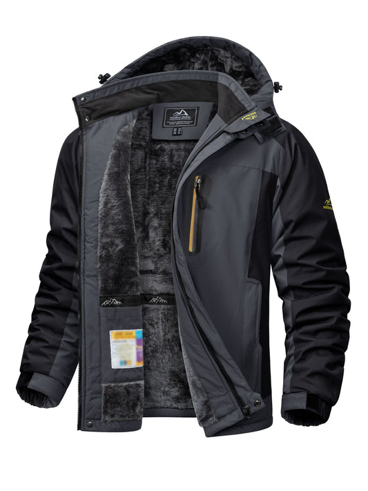TACVASEN Winter Heavyweight Fleece Lined Parka Waterproof Men Ski Snowboard Jackets Windproof Removable Hoodie Coats Windbreaker