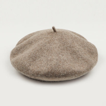 Boina de lã sintética quente de inverno feminina meninas artista francesa gorro chapéu vermelho preto roxo bege laranja Kawaii bonés de topo plano aquecedores