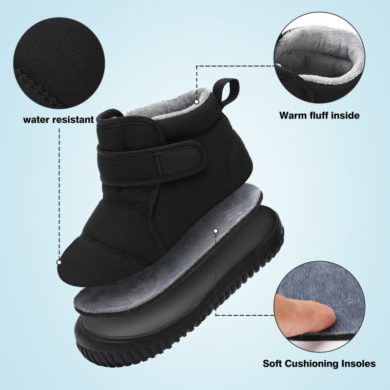 Unisex Kids' Outdoor Anti-slip Winter Snow Boots Warm Plush Toddler Boys Girls Comfortable Walking Shoes Size 19-28