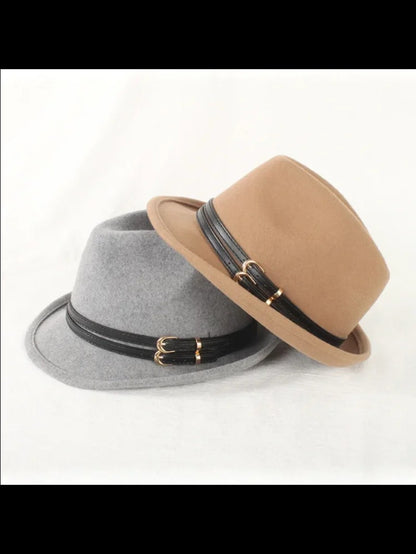 Outono Inverno Nova Moda Lã Feltro Chapéu Versão Coreana Boina Retrô Elegante Senhoras Chapéu de Jazz Aba Larga para Mulheres??