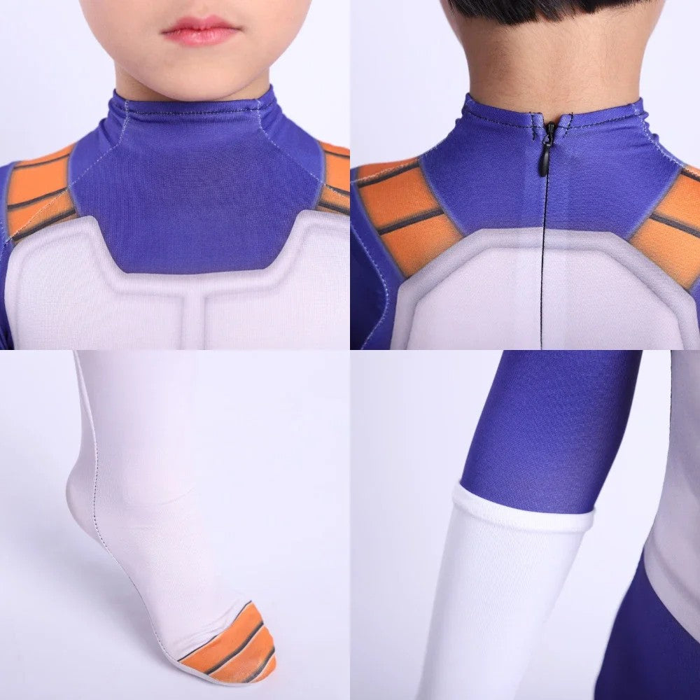 Anime Children's Vegeta Role-playing Costumes Paired With Tricolor Wigs Adult Super Saiya Bodysuits Holiday Party Costumes