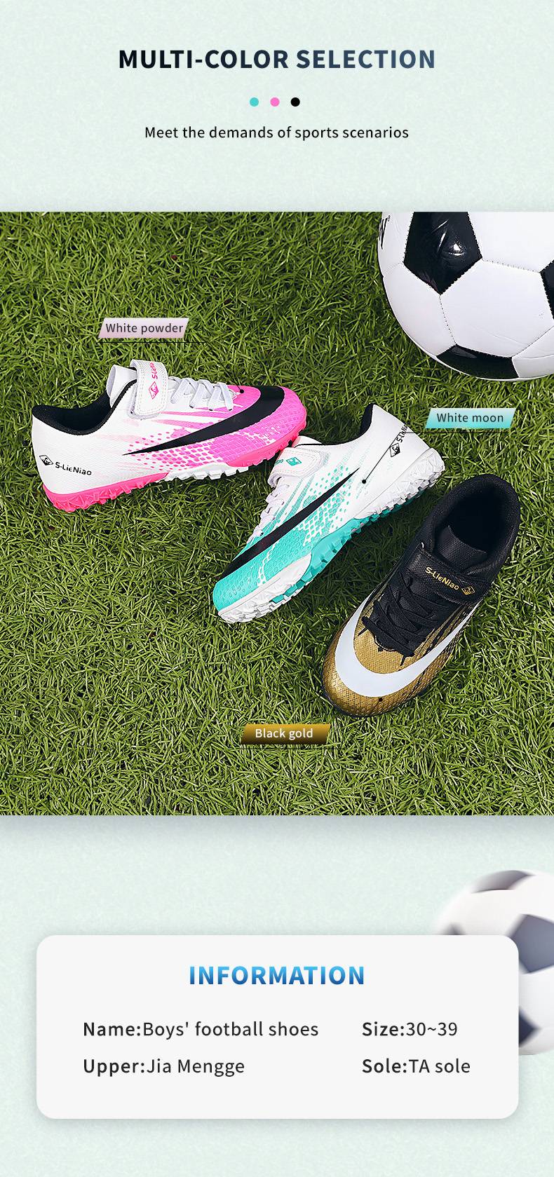 Kids Firm Ground Soccer Cleats, Boys & Girls Athletic Outdoor TF Football Shoes, Children's Lightweight Football training shoes