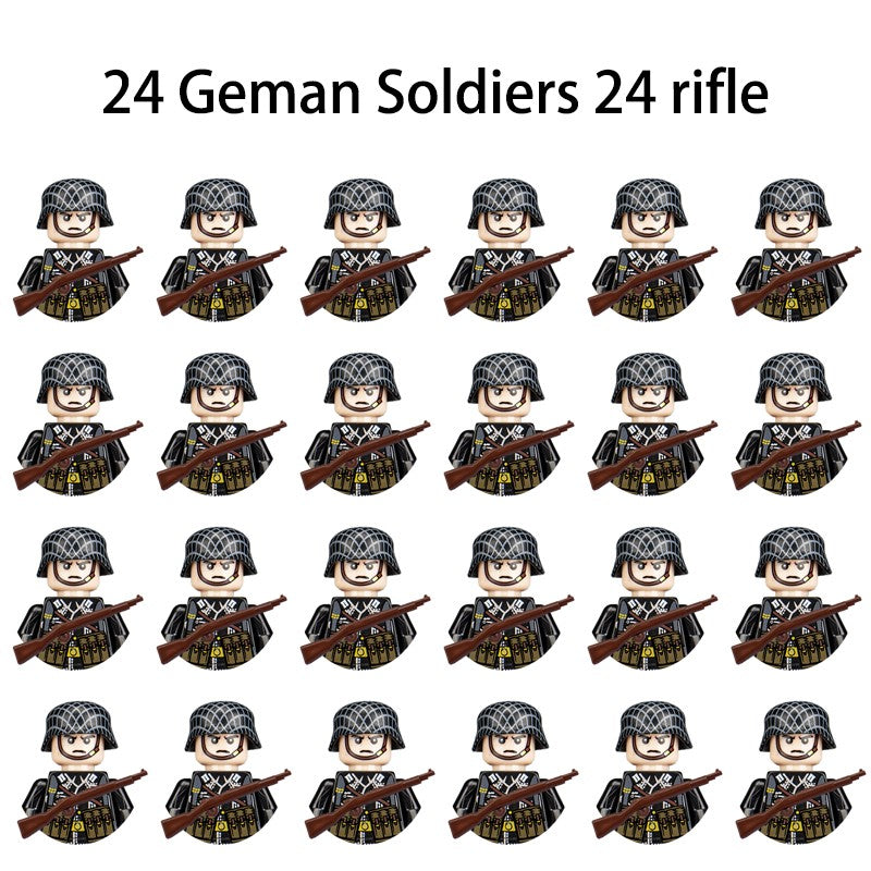 Brinquedos de blocos de montar para crianças: Modelos de Mini Armas de Exército Nacional de Guerra de Soldados de Infantaria da Segunda Guerra Mundial