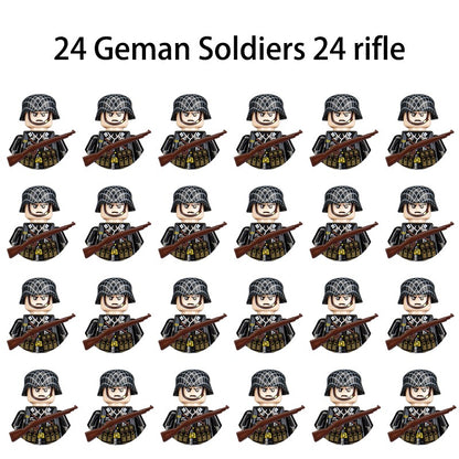Brinquedos de blocos de montar para crianças: Modelos de Mini Armas de Exército Nacional de Guerra de Soldados de Infantaria da Segunda Guerra Mundial