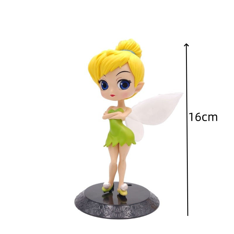 Miniso 14cm Princesas Q Posket Bonecas Elsa Anna Mulan Tinker Bell Elsa Aladdin kawaii Brinquedo para Bolo Decoração Modelo menina presente