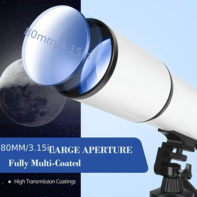 Telescópio Astronômico Profissional BORWOLF 80600 180X Monocular 80MM de Grande Abertura para Observação de Estrelas, Pássaros, Lua e Nebulosas