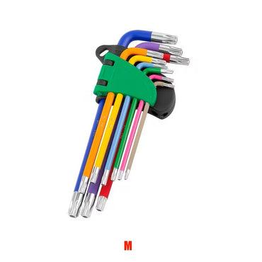 9pcs star wrench, chrome vanadium steel, L-shaped key with hole, precision screwdriver kit, suitable for car maintenance