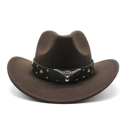 New Women's Men's Wool Western Cowboy Hat For Gentleman Lady Winter Autumn Jazz Cowgirl Cloche Sombrero Caps 2 Big Size