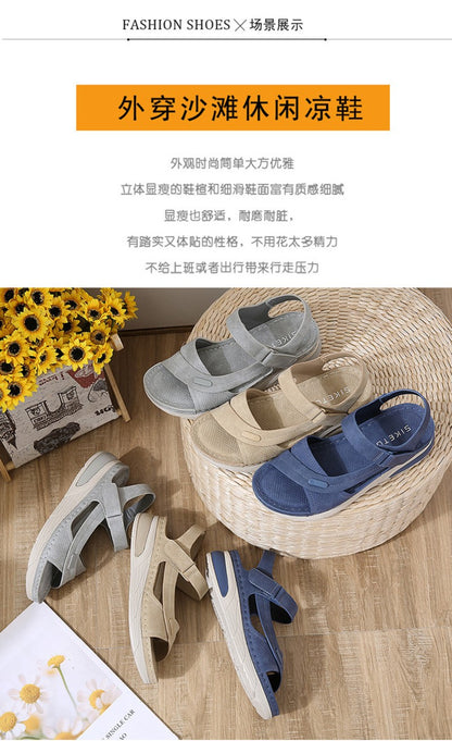 Sandal Lightweight Casual Sporty Comfortable Thick-Soled Velcro Versatile Fashion Trend Breathable National Style Wear-Resistant