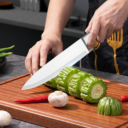 Conjunto de Facas de Cozinha ZENG de Aço Inoxidável com Cabo Oco Faca de Carne Faca de Cozinheiro Tesoura Faca de Pão Descascador de Frutas Suporte de Faca