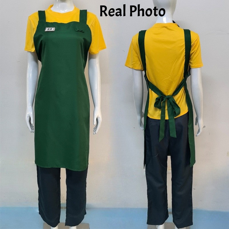 Anime Sakamoto Days Taro Sakamoto Cosplay Costume Yellow Retired T-Shirt Green Apron Glasses Halloween Party Suit For Men