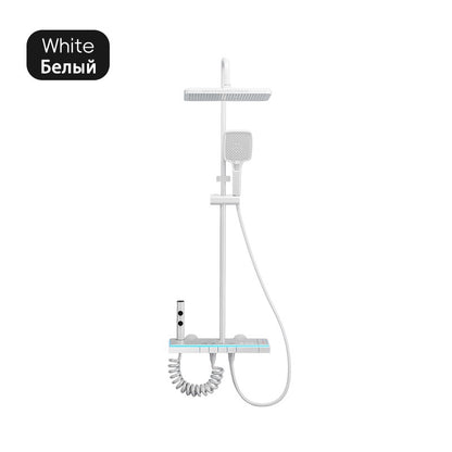 Luxury Bathroom Shower Faucet Set Smart Temperature Display Rainfall Shower System Rain Waterfall LED Bathtub Mixer Tap Showers