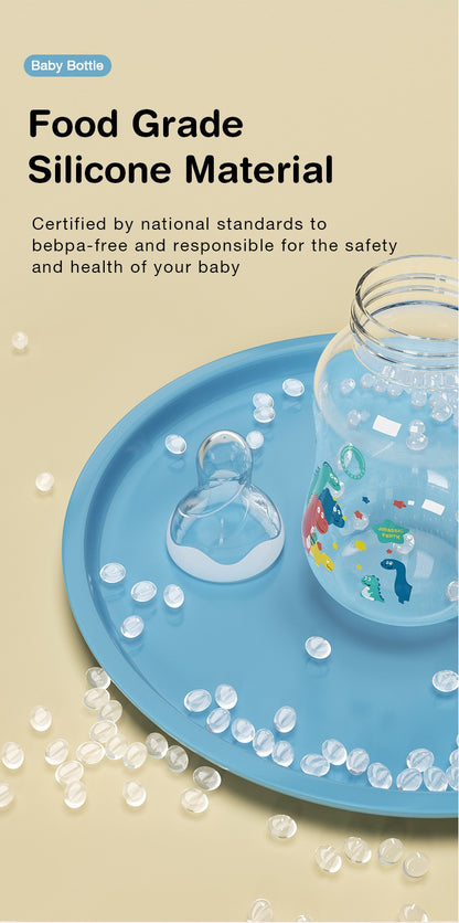 150/240ml Baby PP Bottle Wide Mouth Newborn Baby Bottle Drop-Resistant Baby Milk Bottle Newborn Cartoon Pattern Cup BPA Free