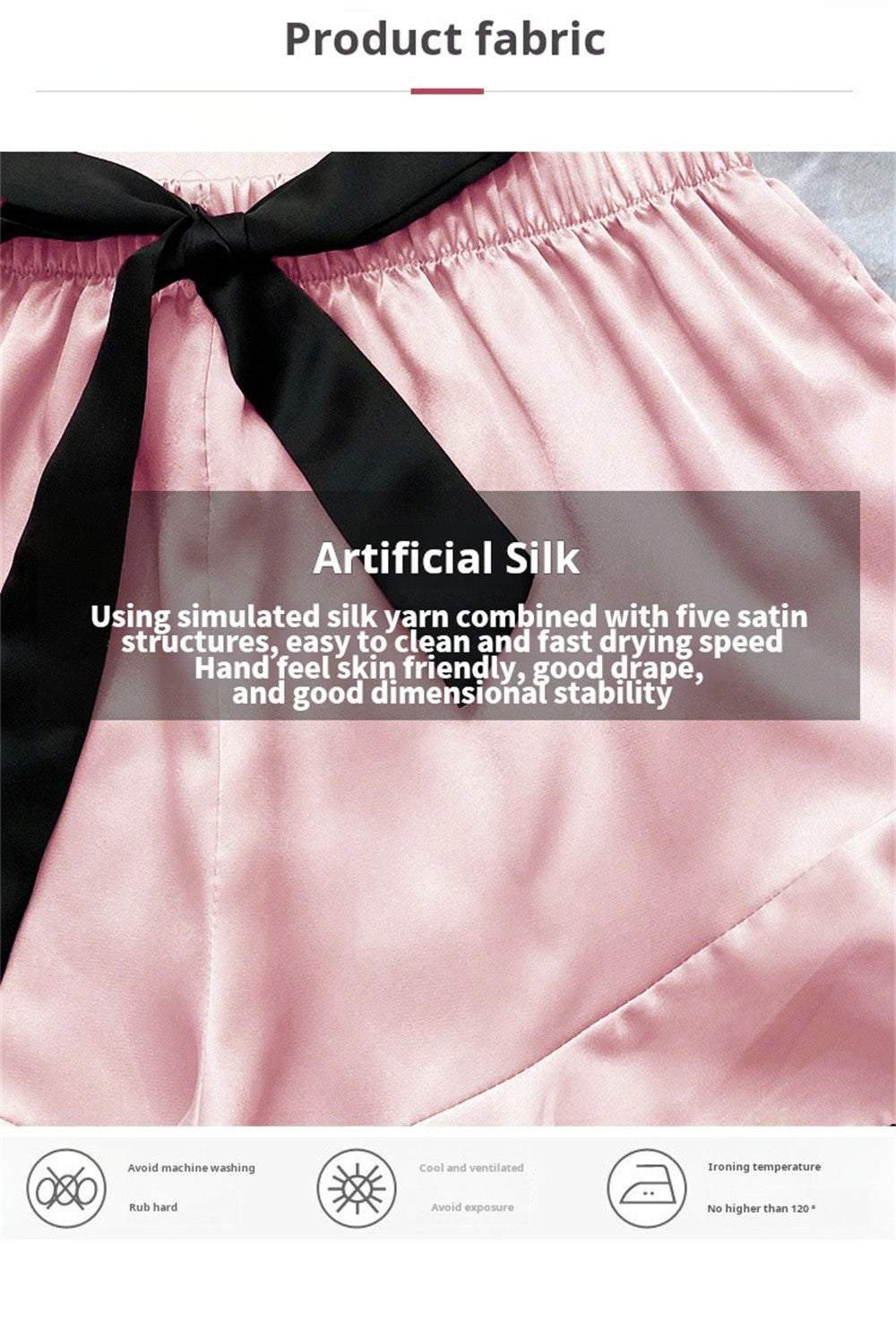 Women's Smooth Satin Pajamas V-Neck Top Ruffled Edges and Bow Shorts Simple and Breathable Pajama Set Sling Home Clothing