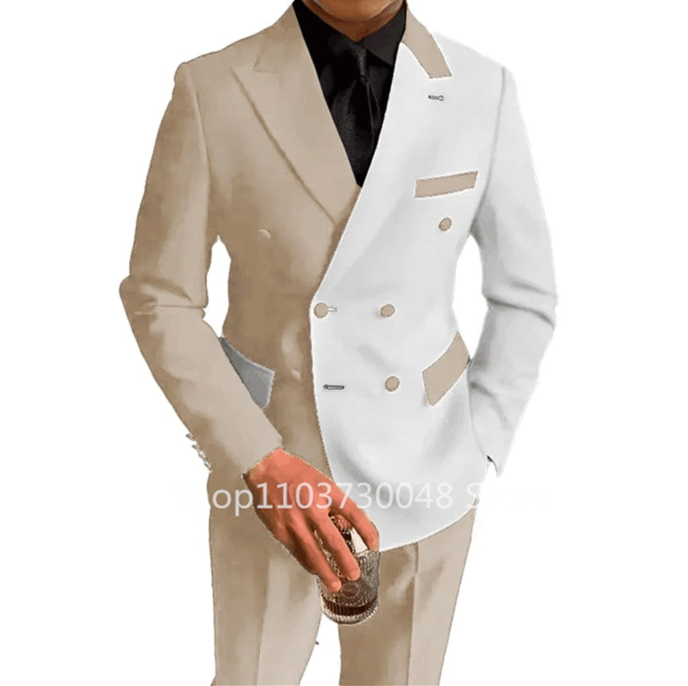 Fashion 2 Piece Wedding Men Suits Slim Fit Peak Lapel Double Breasted Blazer Pants Formal Business Groom Tuxedos Costume Homme