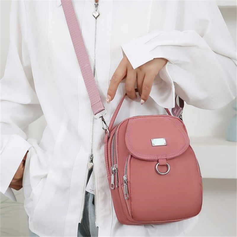 Lightweight Nylon Women's Crossbody Bag, Casual Mini Handbag with Multiple Zip Pouch, Chic Design Shoulder Bag for Everyday Use