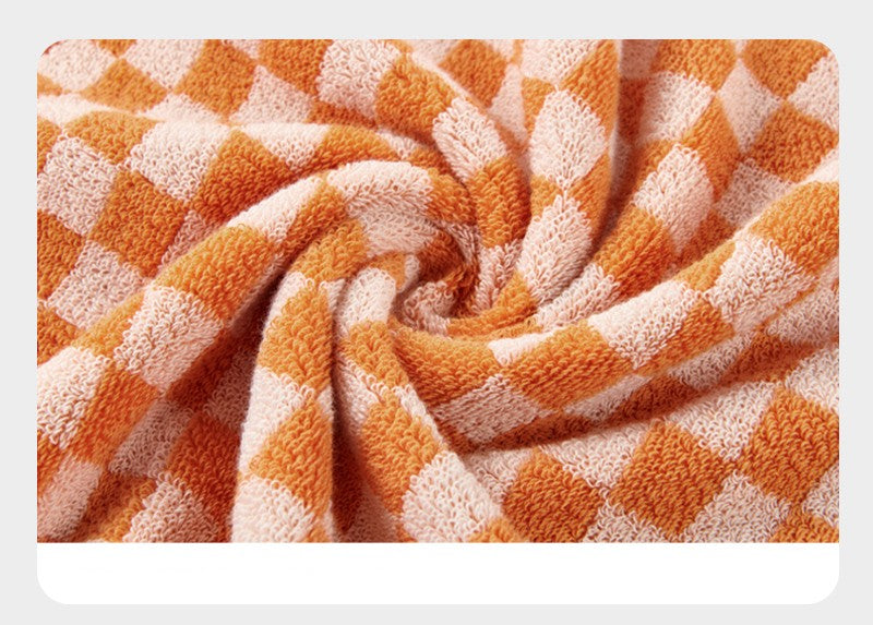 Battilo Plaid Cotton Bath Towels Set Soft Absorbent Daily Cleansing Face Hand Towel Set Patterned Lightweight Towel for Bathroom