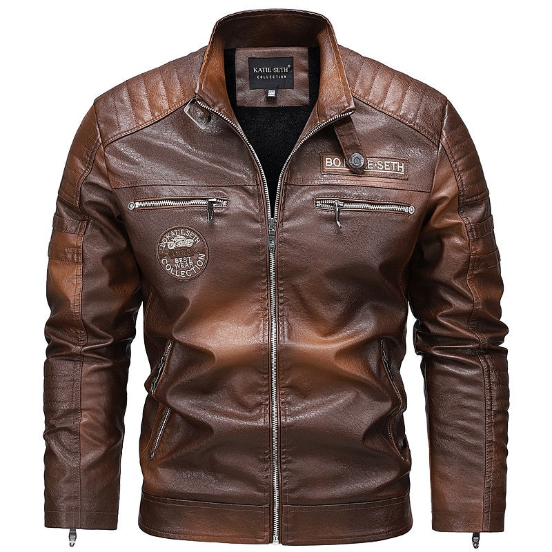 Quality New Male Casual Leather Jackets 7XL Autumn Winter Men Stand Collar Motorcycle Leather Jackets Vintage Leather Coat