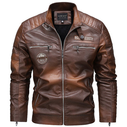 Quality New Male Casual Leather Jackets 7XL Autumn Winter Men Stand Collar Motorcycle Leather Jackets Vintage Leather Coat