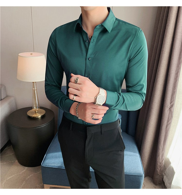 Plus Size S-7XL High Quality Men Dress Shirt 2024 Autumn Long Sleeve Solid Business Slim Shirts Homme Dress Social Casual Shirt