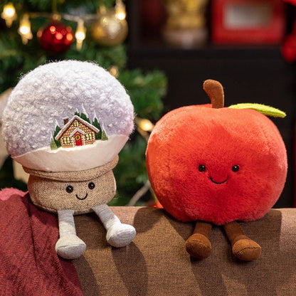 Cute Christmas Series Plush Toy Stuffed Soft Christmas Tree,Snow Globe, Apple Soft Doll Kids Christmas Gift Home Decoration
