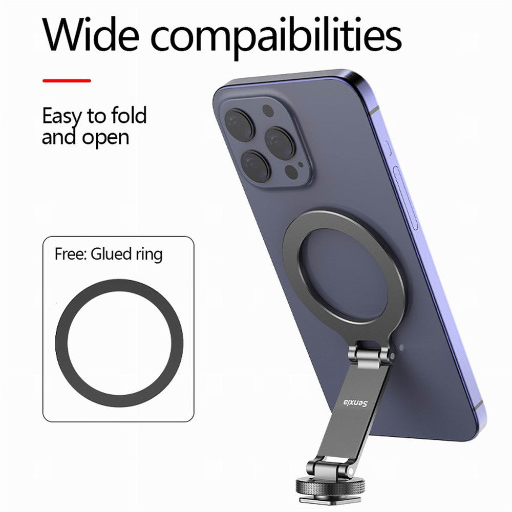 2025 Magnetic Cold Shoe Phone Holder Adapter with 1/4" Screw Magsafe Phone Tripod Mount for iPhone 16-12 DSLR Camera Monitor