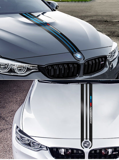 Car Styling Stickers Carbon Fiber Car Hood Sticker Decals M Performance Decor For BMW E90 E46 E39 E60 F30 F10 F15 E53 X5 X6