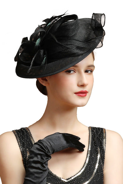 Grande Chapéu Fascinator Sinamay em Promoção Quente Chique Colorido Kentucky Derby Hat Chapéu de Chá com Flores Adorno de Cabeça Feminino Cartola Chapéu de Igreja