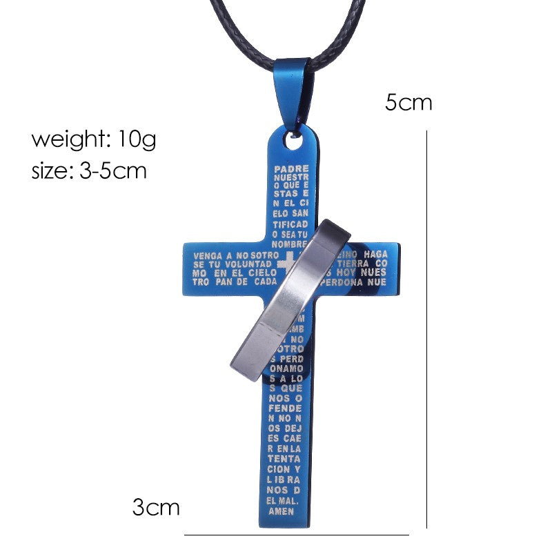 Colar de Bíblia ZRM Joias em Aço Inoxidável com Pingente de Cruz de Jesus para Homens e Mulheres Presentes