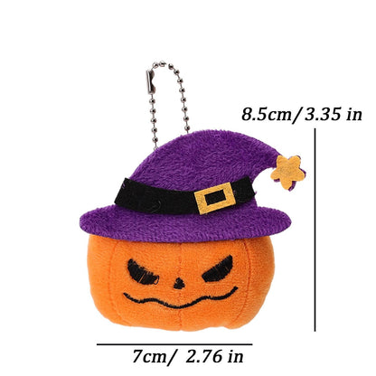 Funny Halloween Plush Keychain Pumpkin Head Kawaii Cartoon Plush Pendant Decoration Soft Furry Bag Pendant Gift Giving