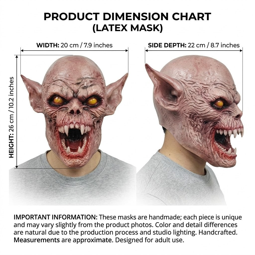 Scary Realistic Demon Vampire Mask Latex Full Head Horror Ghoul Monster Mask For Halloween Cosplay Party Props Adult Costume