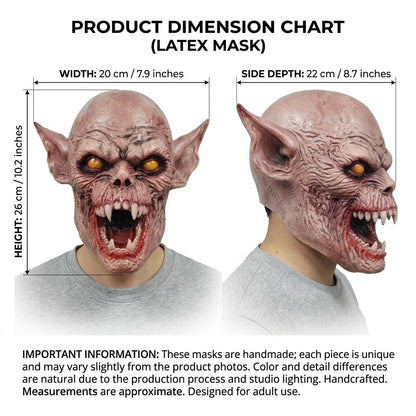 Scary Realistic Demon Vampire Mask Latex Full Head Horror Ghoul Monster Mask For Halloween Cosplay Party Props Adult Costume