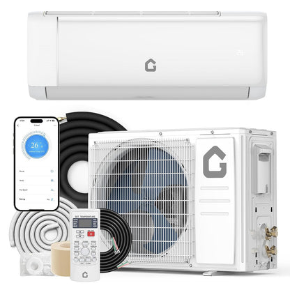 Bomba de Calor Inverter Mini Split de Alta Eficiência (SEER 18.5-22) – 9000-24000BTU 115V/230V Wi-Fi Remoto Fácil Instalação Para Casa