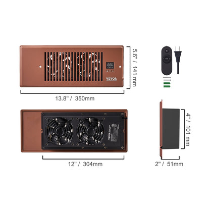 SucceBuy Booster Fan 4x12in Duct Fan 100CFM 10 Adjustable Speeds with LCD Smart Controller for Wall and Floor