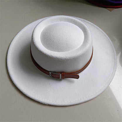 Chapéu Fedora unissex de inverno, superfície circular côncava e convexa, chapéu de jazz de feltro liso, elegante para homens e mulheres.