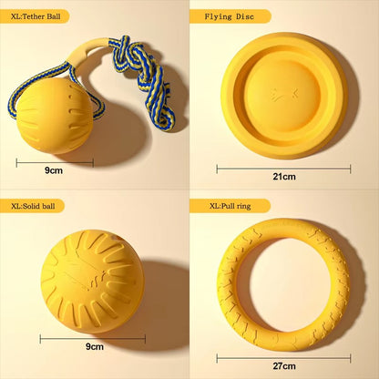 Brinquedos Duráveis de EVA para Cães 4 Peças Disco Voador + Bola + Corda para Puxar para Filhotes e Cães Adultos Conjunto Anti-Mordida para Limpeza dos Dentes?2024 Mais Vendido?